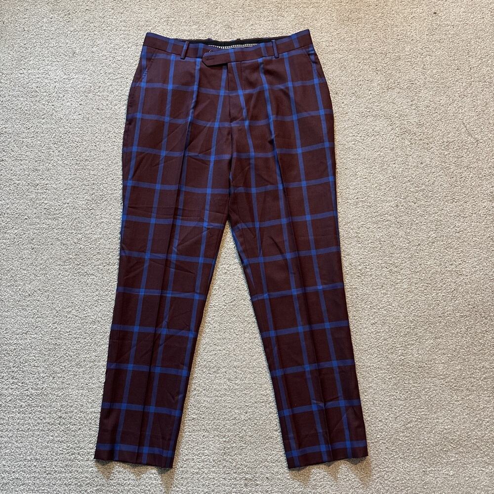 David Alan Clothing Aristan Super 130’s Windowpane Men Dress Pants John Cena